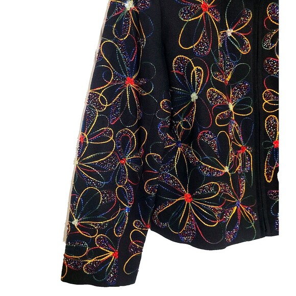 Vintage Jacket Blazer Wearable Art Artsy Beaded Embroidered Boho Womens S Lined - Picture 15 of 16